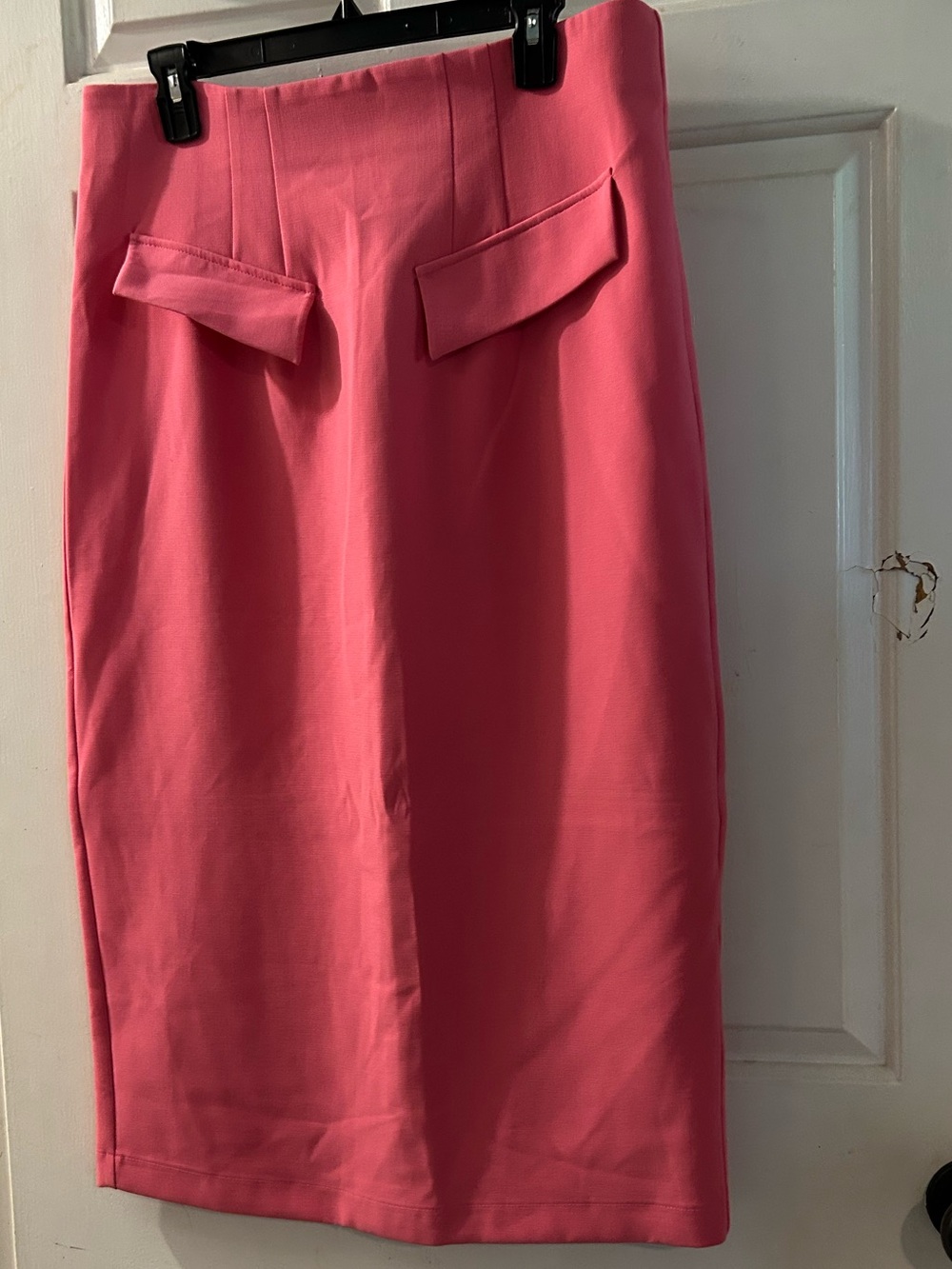Zara Coral-Pink Pencil Skirt with Front Flap Pockets